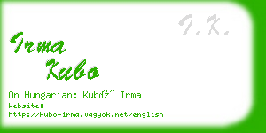 irma kubo business card